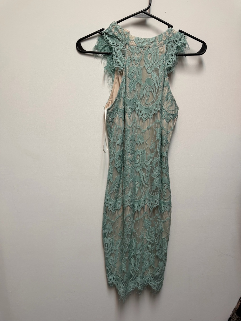 Sleeveless Lace Sheath Dress in Dusty Mint